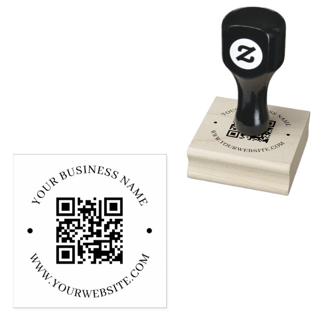 Tampons Encreurs Personnalisé Moderne Entreprise Ronde QR Code Prom (Tamponné)