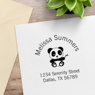 Tampons Encreurs Petit Panda mignon tenant une adresse d'arc en bam