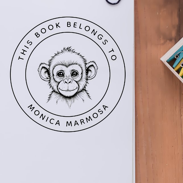Tampons Encreurs Petit Singe Bébé Ce Livre Appartient Au Nom De L'E (Créateur téléchargé)
