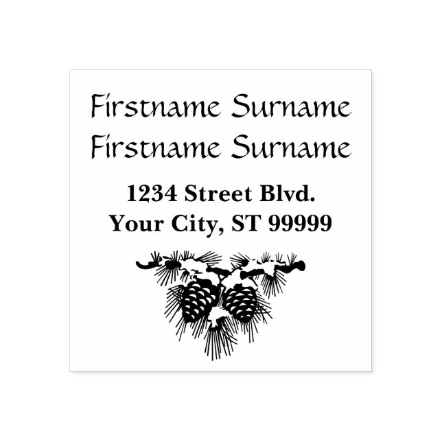 Tampons Encreurs Pine Cone Noël Retour Adresse Timbre en caoutchouc (Impression)