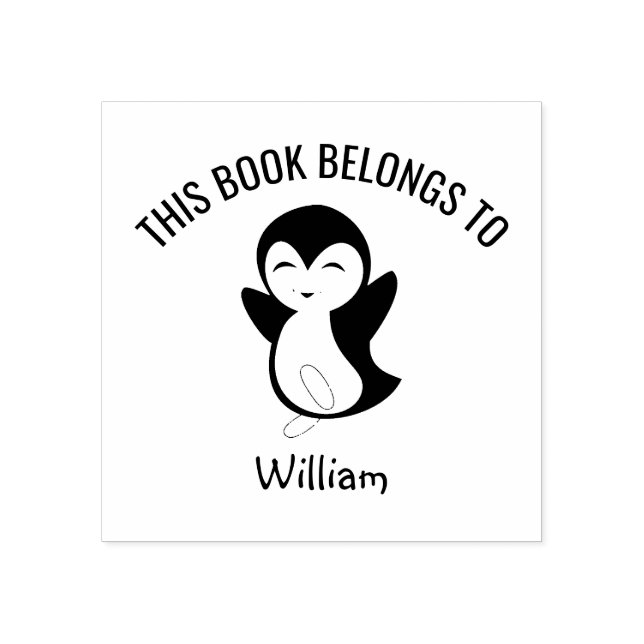 Tampons Encreurs Pingouin joyeux Ce livre appartient à Nom (Impression)