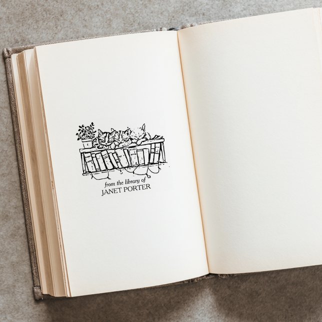 Tampons Encreurs Plaque de bibliothèque pour chats vintages (Créateur téléchargé)