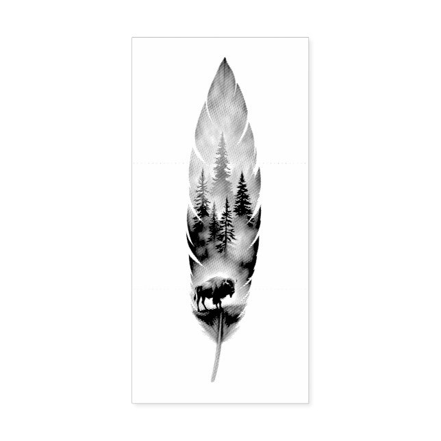 Tampons Encreurs Plume Enchanté avec l'œuvre d'art du Bison Buffle (Impression)