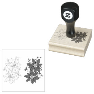 Tampons Encreurs Poinsettia Fleurs de Vacances Timbre en caoutchouc