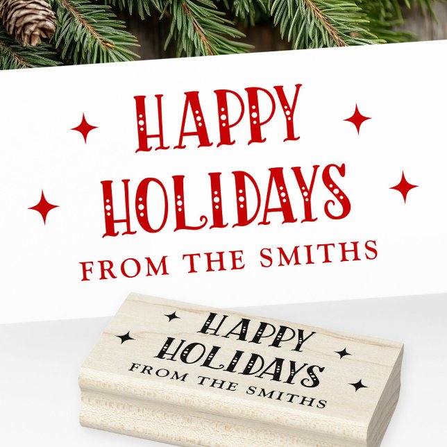 Tampons Encreurs Police festive Happy Holidays de nom (Happy Holidays festive font from name Rubber Stamp)