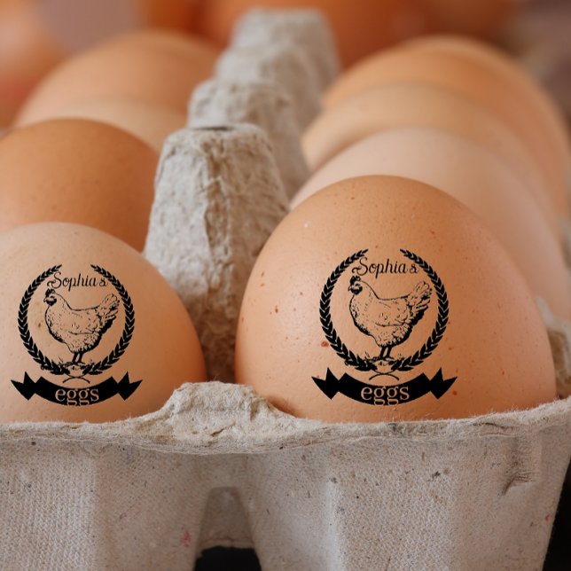 Tampons Encreurs Poulets rustiques Nom personnalisé OEuf de poulet (personalized egg stamp)