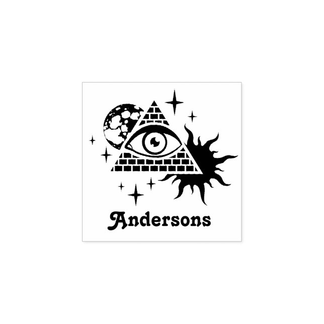 Tampons Encreurs Pyramide avec l'oeil et nom personnalisé. (Impression)