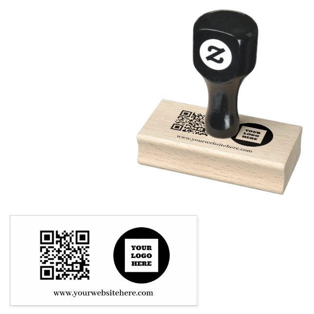 Tampons Encreurs QR Code Business Logo Professionnel Moderne Noir (Tamponné)
