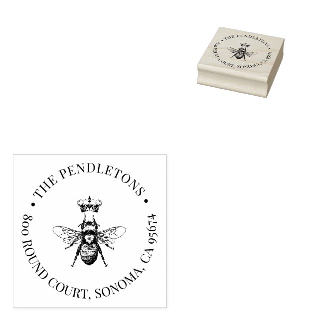 Tampons Encreurs Queen Bee Nom de famille Adresse de retour (Tamponné)