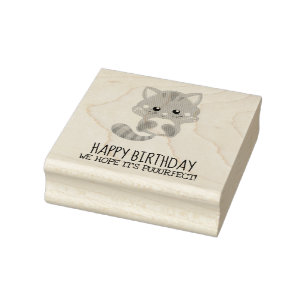 Tampons Encreurs Rainbow Confetti Cute Kitty Chat Joyeux Anniversai