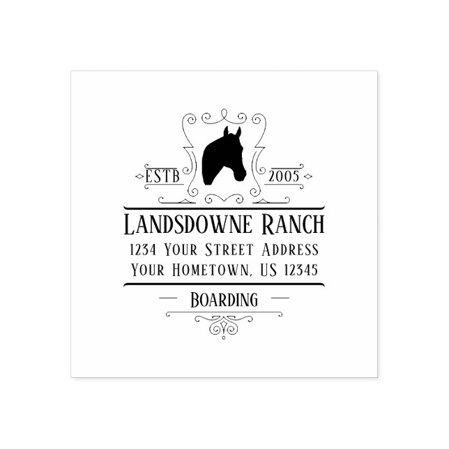 Tampons Encreurs Ranch Horse Head Silhouette Adresse de retour | (Impression)