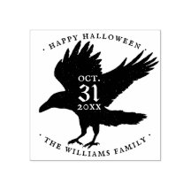 Raven Oiseau Halloween Grunge auto-encre
