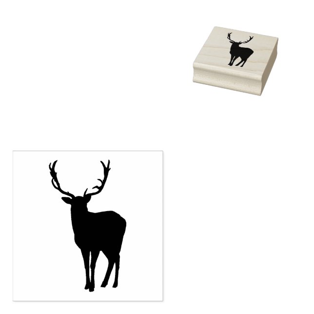 Tampons Encreurs Reindeer Silhouette Noël Deer Buck Antlers (Tamponné)