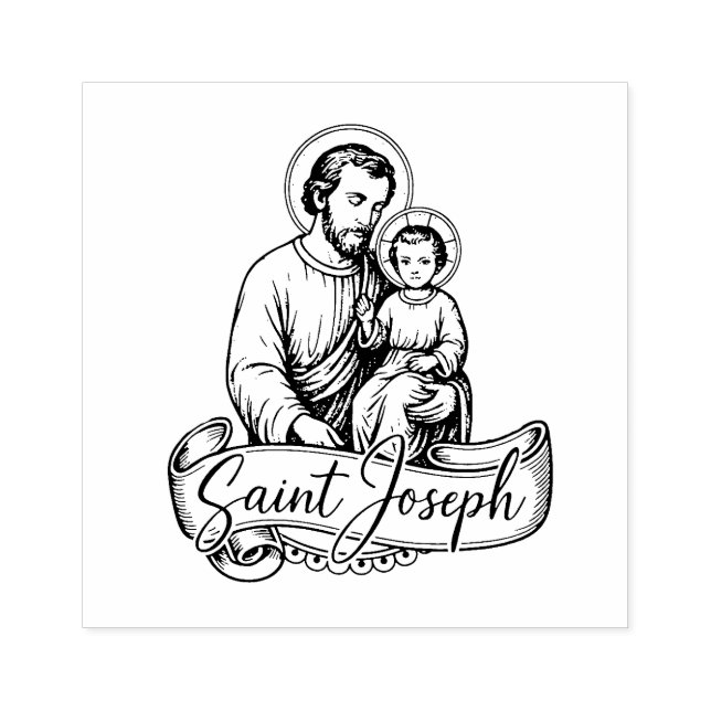 Tampons Encreurs Religieux catholique Saint Joseph et Enfant Jésus (Impression)