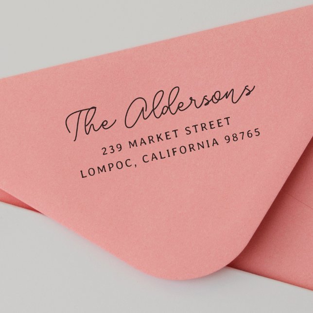 Tampons Encreurs Retour Adresse écriture moderne Nom de famille (Rubber Stamp Mock-up)