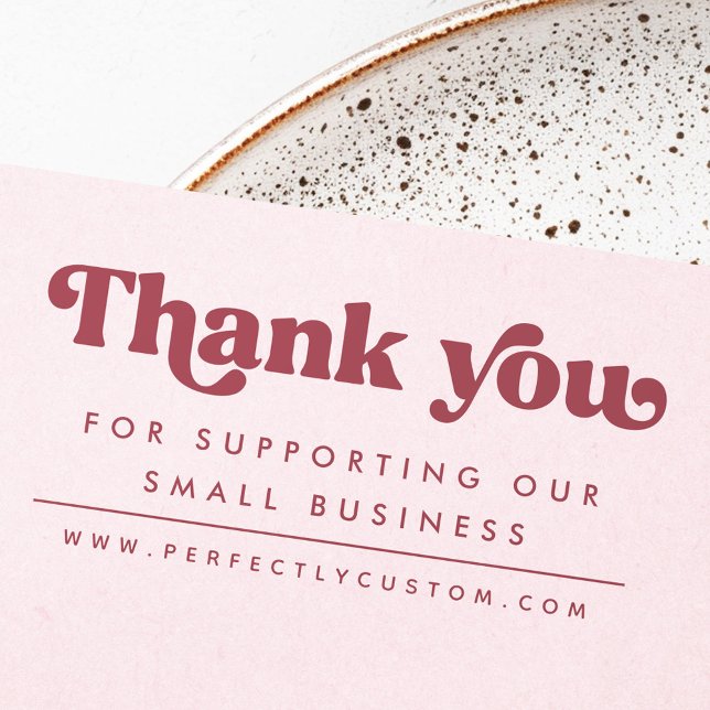 Tampons Encreurs Retro merci de soutenir notre URL d'entreprise (Retro thank for you supporting our business URL Rubber Stamp)