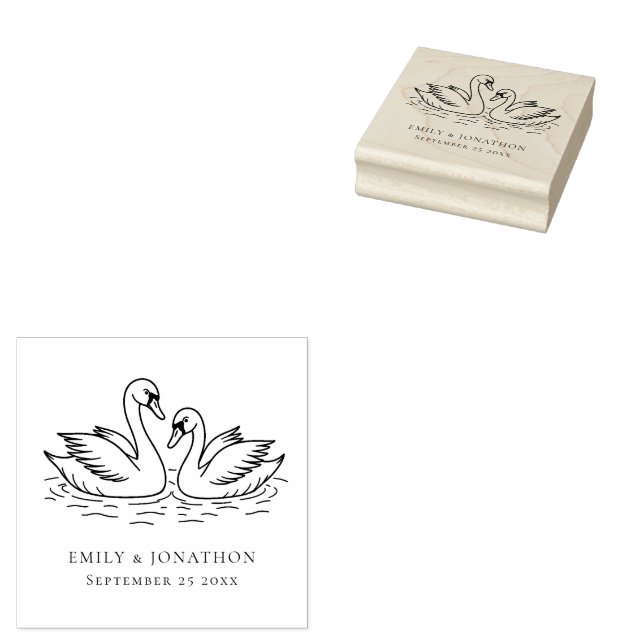 Tampons Encreurs Romantic Two Swans In Love Wedding (Tamponné)