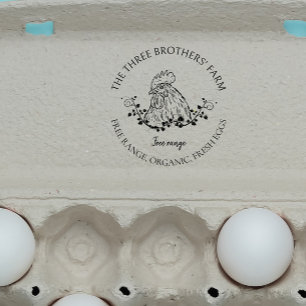 Tampons Encreurs Rond rustique   Cartons d'oeufs frais personnalisé