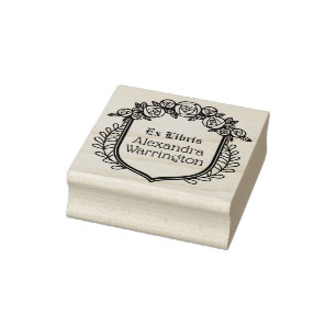 Tampons Encreurs Rose et Feuille Crest Ex Libris Nom du livre