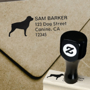 Tampons Encreurs Rottweiler Chien race Silhouette Adresse de retour