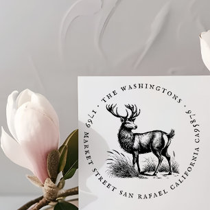 Tampons Encreurs Round Vintage Deer Nom de famille Adresse de retou
