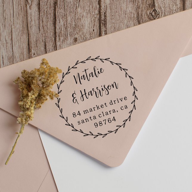 Tampons Encreurs Russe Feuille Pays Wreath Adresse Mariage (Créateur téléchargé)