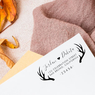 Tampons Encreurs Rustic Antlers & Cute Heart Mariage Adresse de ret