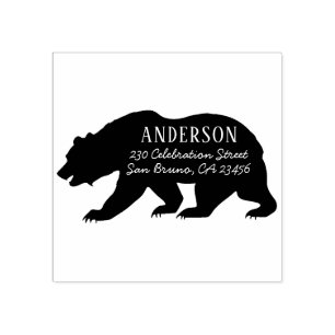 Tampons Encreurs Rustic Bear Nom de famille et adresse de retour pe