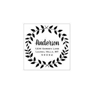Tampons Encreurs Rustic Country Greenery Nom de famille Adresse de