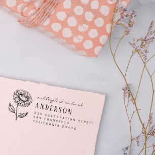 Tampons Encreurs Rustic Country Sunflower Noms et adresse de retour