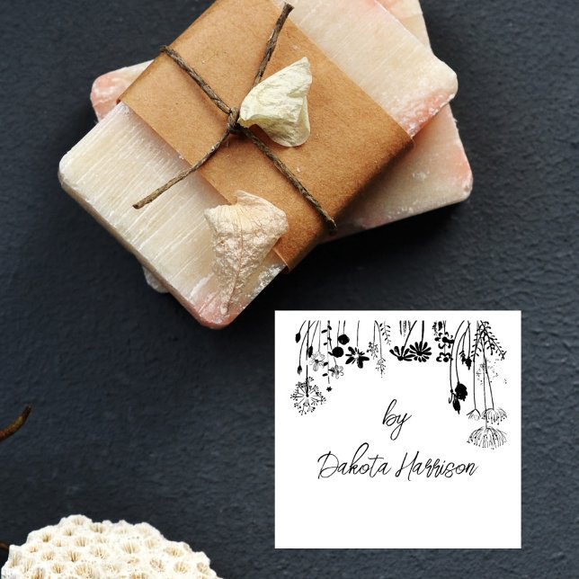 Tampons Encreurs Rustic Floral Modern Script Custom Name Signature (Créateur téléchargé)