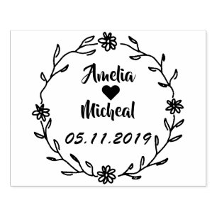 Tampons Encreurs Rustic Laurel Country Wreath Wedding Enregistrer l