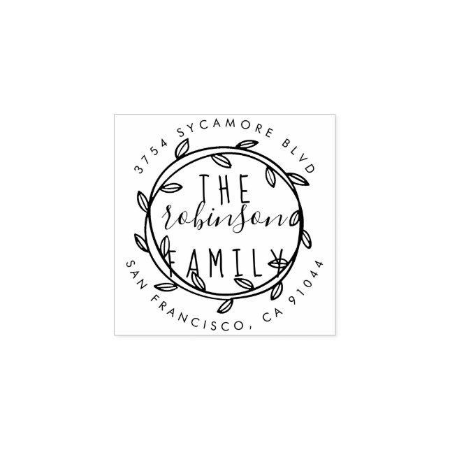 Tampons Encreurs Rustic Main Drake Wreath Family Adresse de retour (Impression)