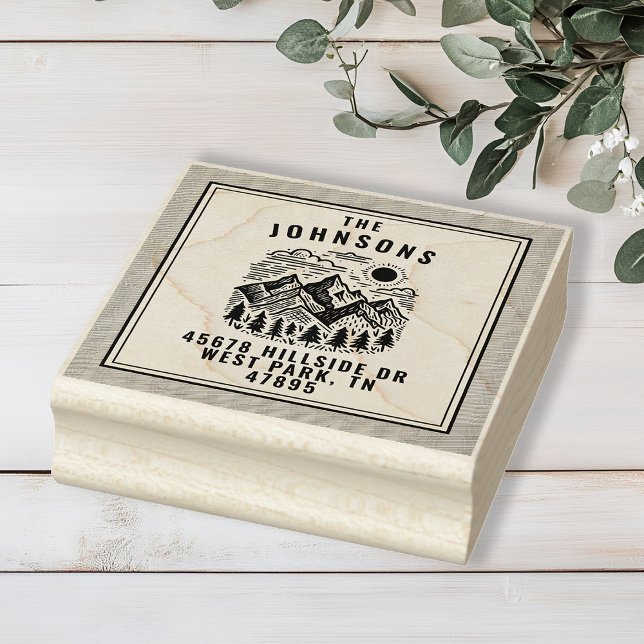 Tampons Encreurs Rustic Modern Mountains Custom (Modern Rustic Mountain Return Address Stamp)