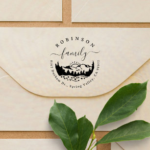 Tampons Encreurs Rustic Mountain Pine Trees Famille Adresse de reto