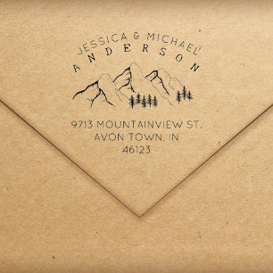 Tampons Encreurs Rustic Mountains Marié Couple Adresse de retour