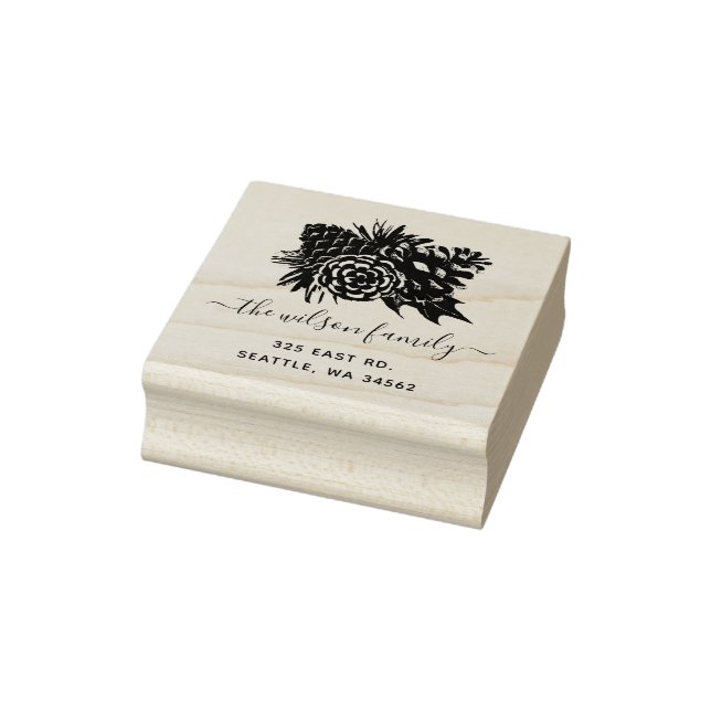 Tampons Encreurs Rustic Pine Cone Fir Holidays Adresse de retour (Tampon)
