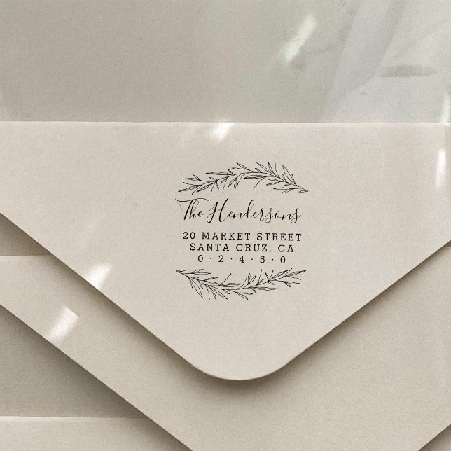 Tampons Encreurs Rustic Script Nom de famille Botanique Adresse de  (Créateur téléchargé)