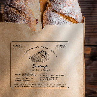 Tampons Encreurs Rustic Sketch Sourdough Bakery Étiquette de la loi