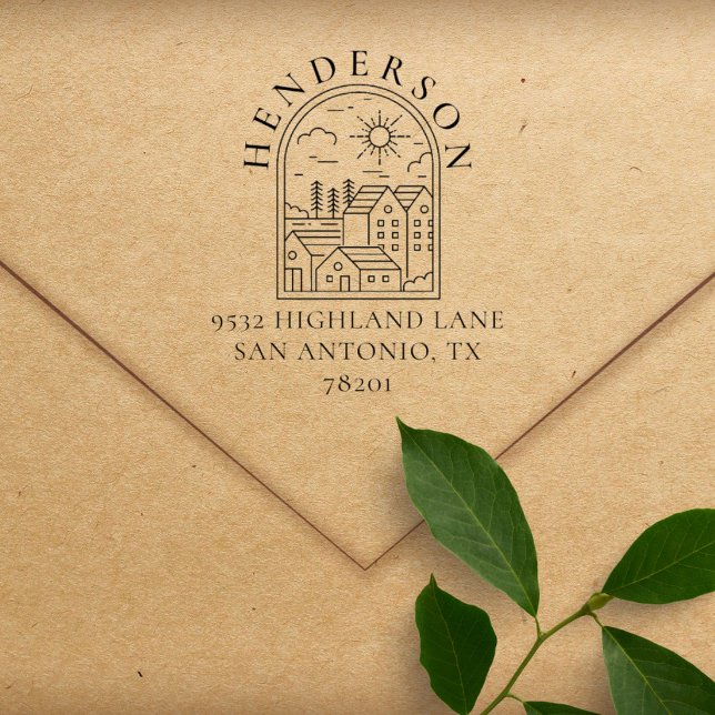 Tampons Encreurs Rustic Town Custom Family Adresse de retour (Créateur téléchargé)