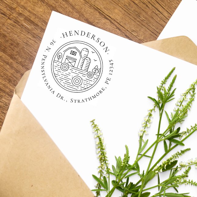 Tampons Encreurs Rustique dessiné à la main Ferme Famille Adresse d (Créateur téléchargé)