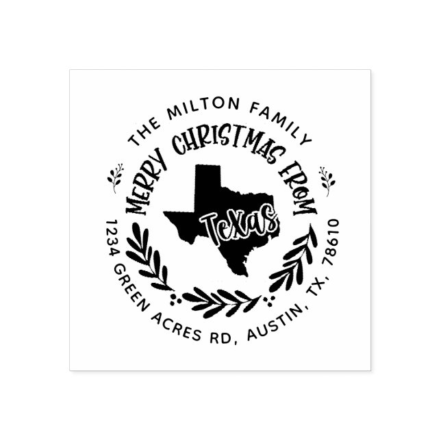 Tampons Encreurs rustique texas joyeux noël adresse de retour (Impression)