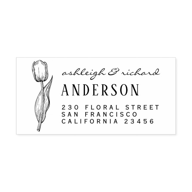 Tampons Encreurs Rustique Tulip Flower Custom Names Adresse de reto (Impression)