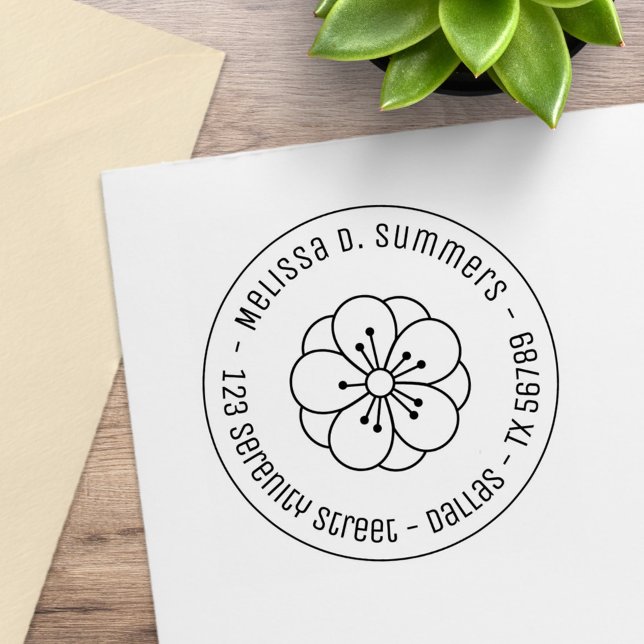 Tampons Encreurs Sakura Cherry Blossom Flower Round Adresse 3 (Créateur téléchargé)