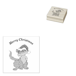 Tampons Encreurs Santa Clause cat avec Père Noël rouge 2x2