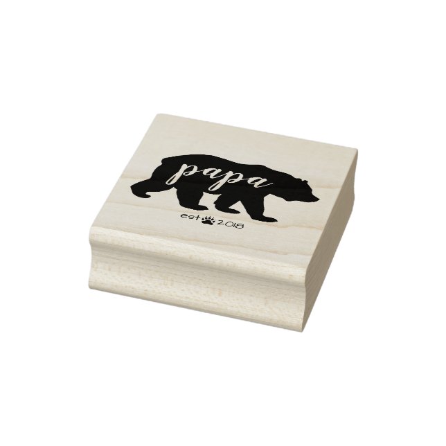 Tampons Encreurs Script Black Papa Bear avec année établie (Tampon)