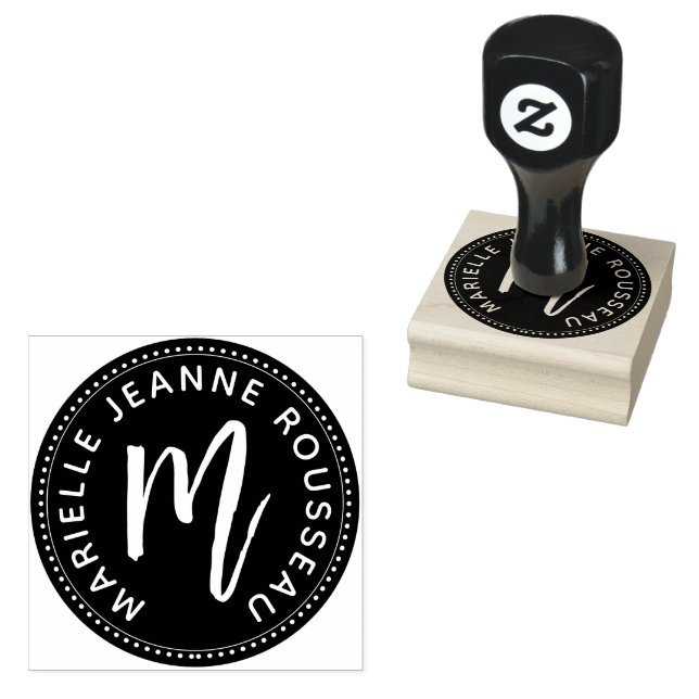 Tampons Encreurs Script de pinceau Monogramme Nom initial Logo (Tamponné)