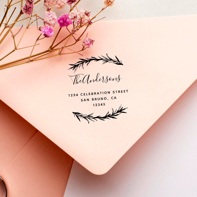 Tampons Encreurs Script et romarin | Adresse de retour botanique (Créateur téléchargé)