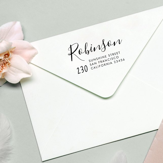 Tampons Encreurs Script manuscrit mignon Nom de famille Adresse de  (Créateur téléchargé)