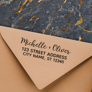 Tampons Encreurs Script moderne Nom personnalisé Mariage Adresse de